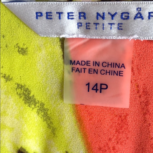 Peter Nygard button down ties at bottom colors yellow, orange, pnk, white, brn - Picture 5 of 8